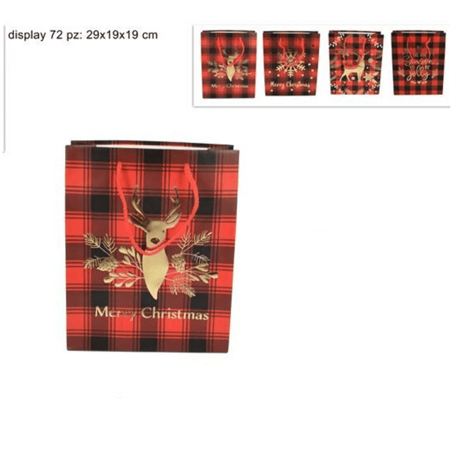 Σακούλα Δώρου Χριστουγεννιάτικη Χάρτινη Κόκκινη 18x14x7cm Welkhome