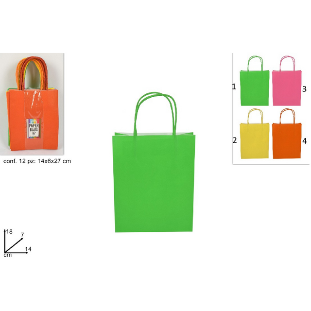 Σακούλα Χάρτινη Δώρου 4 Χρώματα 18x14x7cm Welkhome