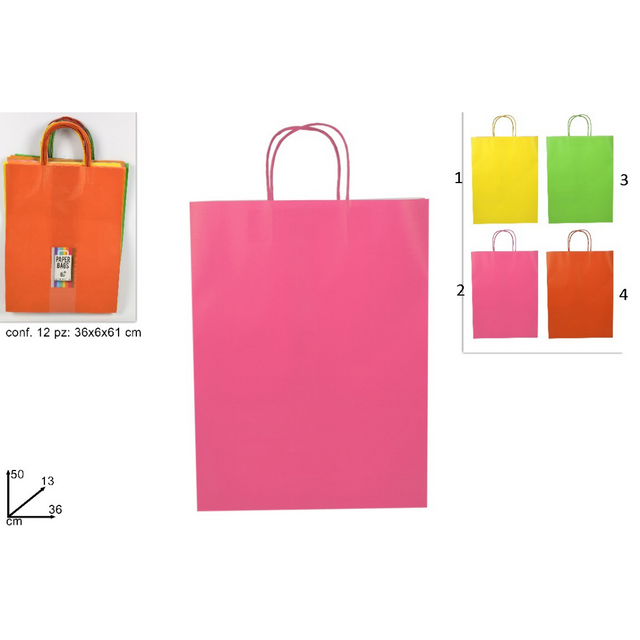 Σακούλα Χάρτινη Δώρου 4 Χρώματα 50x36x13cm Welkhome