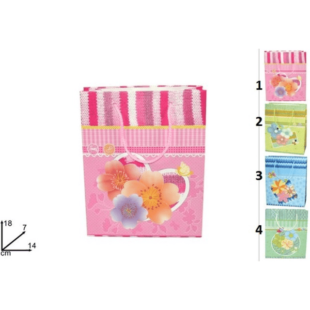 Σακούλα Χάρτινη Δώρου Ροζ 18x14x7cm Art.GI003336 Welkhome