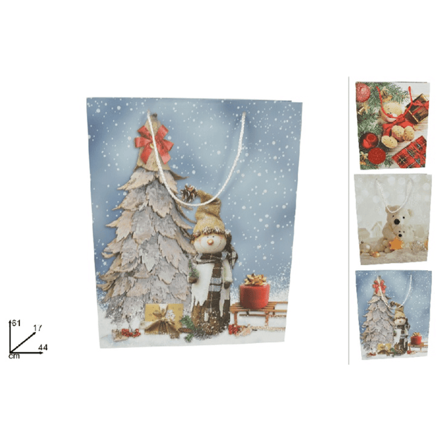 Σακούλα Χριστουγεννιάτικη Χάρτινη Δώρου 61x44x17cm (3Σχέδια) Welkhome