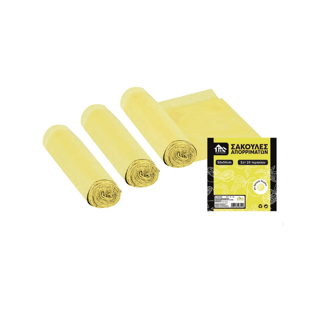 Σακούλες Απορριμάτων-Σκουπιδιών Σετ 3 Ρολλά x 20τμχ 50x50cm Άρωμα Λεμόνι TnS 07-600-0094