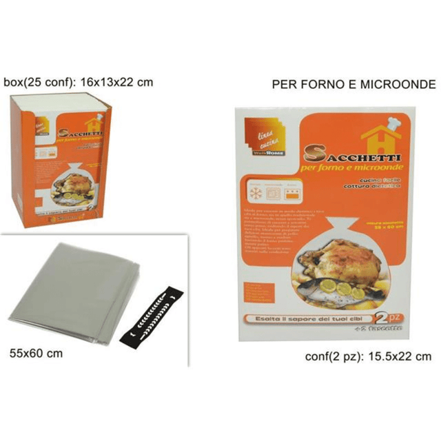 Σακούλες Ψησίματος Πλαστικές για Φούρνο Μικροκυμάτων Σετ 2τμχ 60x55cm Welkhome