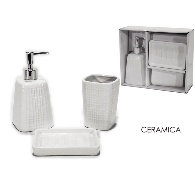 Σετ Αξεσουάρ Μπάνιου 3τμχ. Κεραμικό Λευκό Χρώμα Art.578800A General Trade