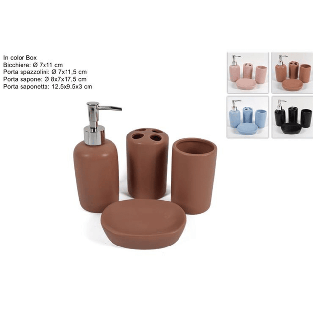 Σετ Αξεσουάρ Μπάνιου Πορσελάνη 4τμχ Welkhome 8034048583944 - Γαλάζιο