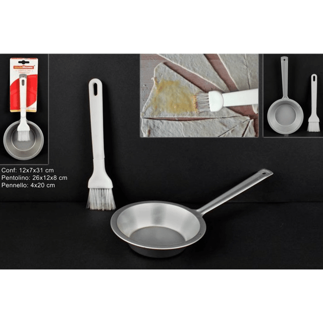Σετ Κατσαρολάκι Μεταλλικό 26x12x8cm με Πινέλο 20x4cm Welkhome