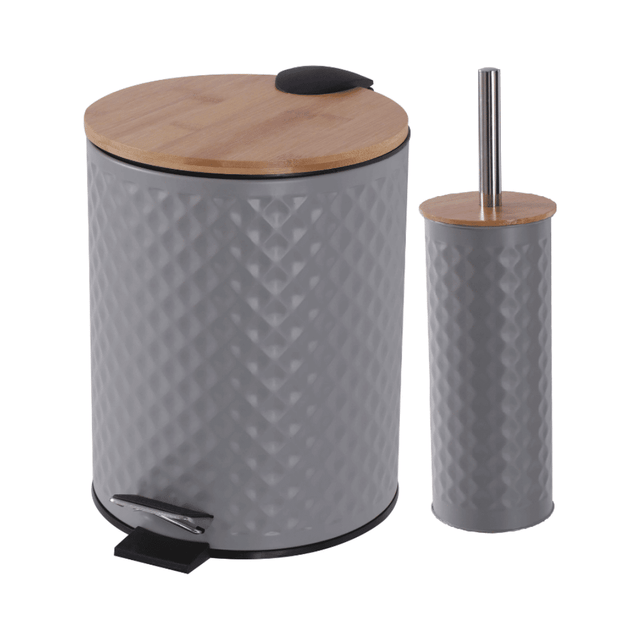 Σετ Πιγκάλ και Καλαθάκι Μπάνιου 5Lit Ανοξείδωτο Γκρι TnS 04-950-1266