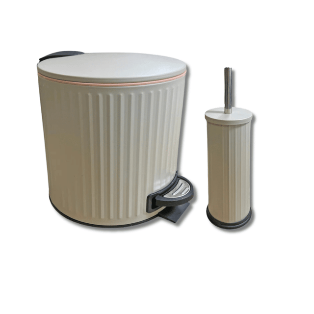 Σετ Πιγκάλ και Καλαθάκι Μπάνιου 5lit Μεταλλικό Μπεζ Tns 04-950-1286