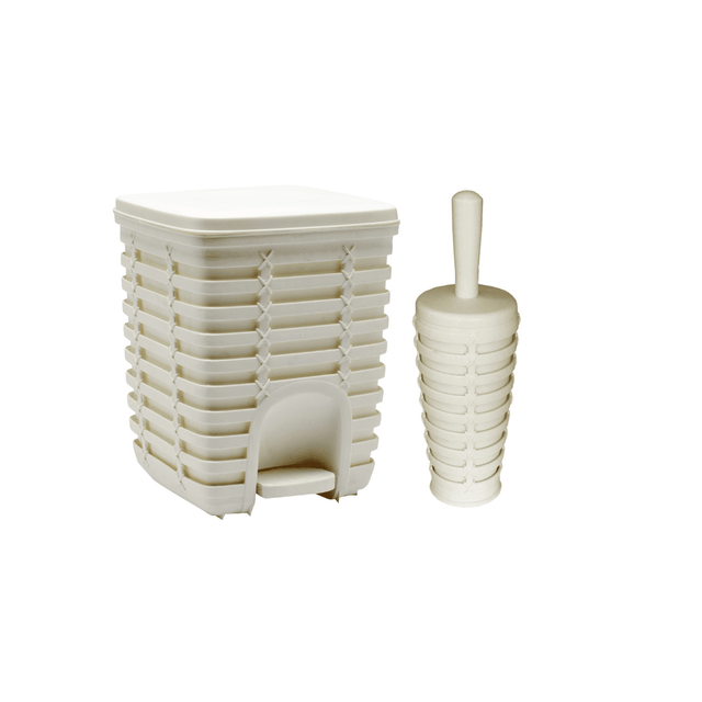 Σετ Πιγκάλ και Καλαθάκι Μπάνιου Πλαστικό Λευκό 23x22x28cm TnS 04-800-0047