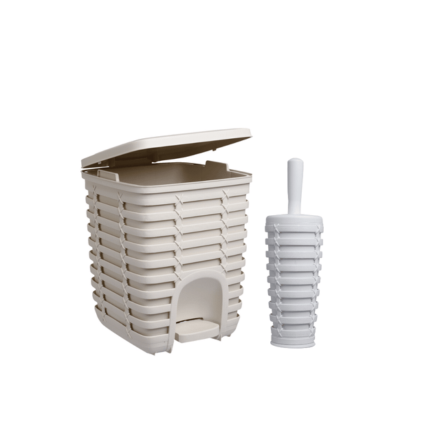 Σετ Πιγκάλ και Καλαθάκι Μπάνιου Πλαστικό Μπέζ 23x22x28cm TnS 04-800-0049