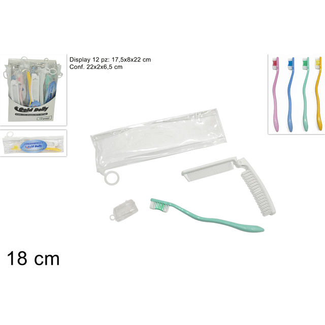 Σετ Ταξιδιού με Οδοντόβουρτσα, Καπάκι & Χτένα Welkhome