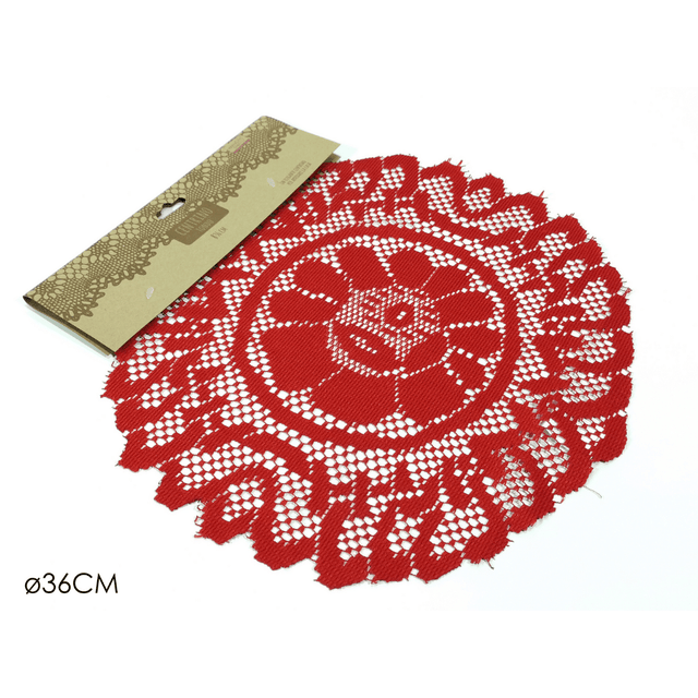 Σουπλά Χριστουγεννιάτικο Στρόγγυλο με Δαντέλα Κόκκινη 36cm Vesti Casa