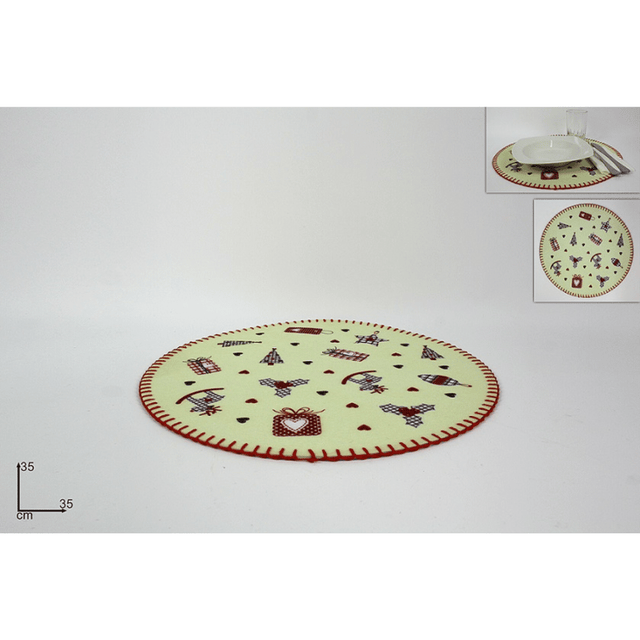 Σουπλά Χριστουγεννιάτικο Σχέδιο Υφασμάτινο Στρόγγυλο 35x35cm Welkhome