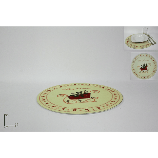 Σουπλά Χριστουγεννιάτικο Σχέδιο Υφασμάτινο Στρόγγυλο 35x35cm Welkhome