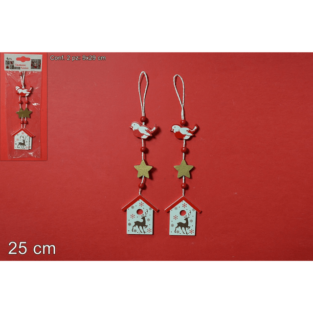 Σπιτάκι Κρεμαστό Διακοσμητικό Χριστουγεννιάτικο Σετ 2Τεμ. 25cm Welkhome