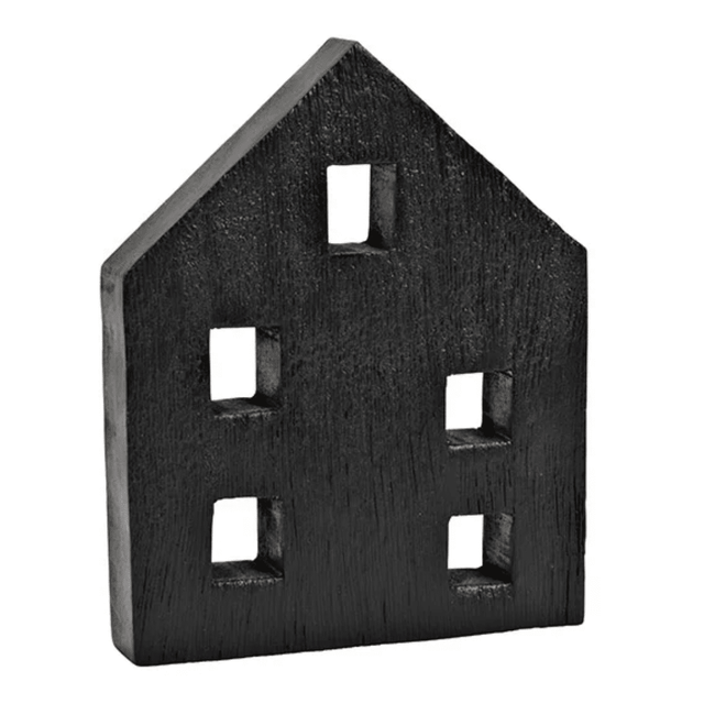Σπιτάκι Ξύλινο Διακοσμητικό 16x20x3cm Μαύρο Χρώμα G.Wurm