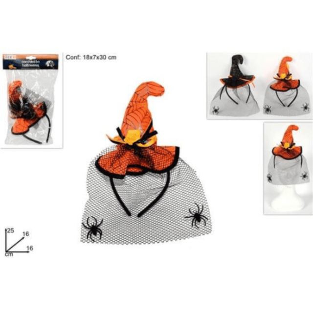 Στέκα Καπελάκι Τούλι Halloween 18x7x30cm Welkhome