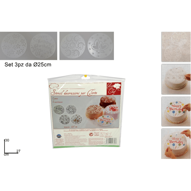 Στένσιλ Για Ντεκόρ Τούρτας 25cm Σετ 3Τεμ Art.ΝΗ006210 Welkhome