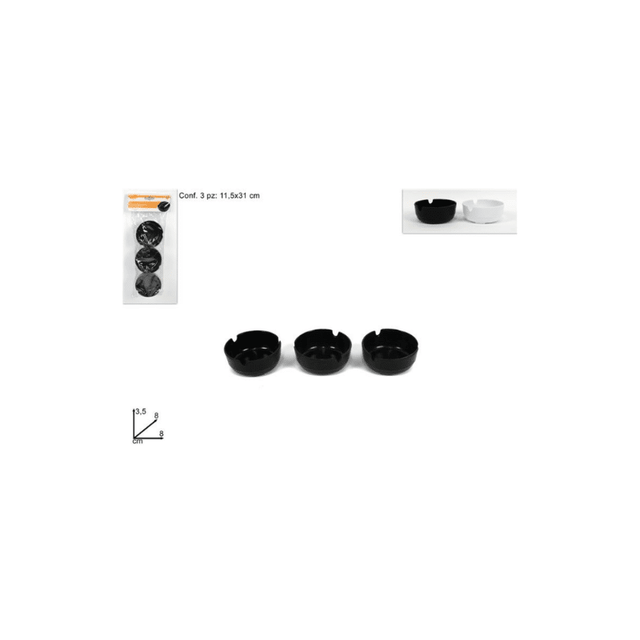 Σταχτοδοχείο Πλαστικό Στρόγγυλο Φ8x3.5cm Σετ 3/τεμ Welkhome