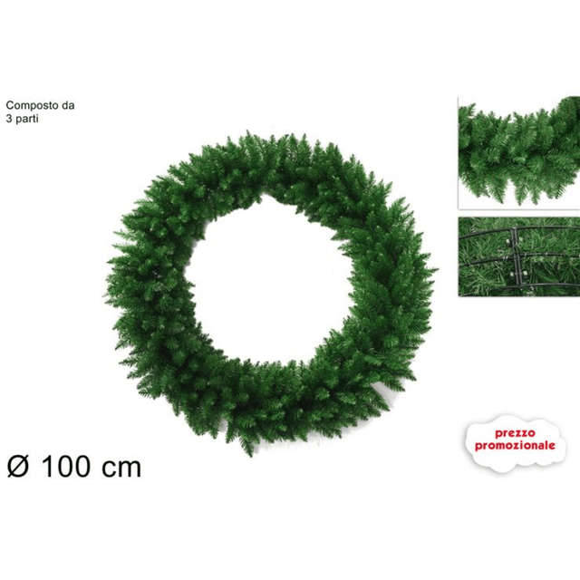 Στεφάνι Διακοσμητικό Χριστουγεννιάτικο Πράσινο Φ100cm Welkhome