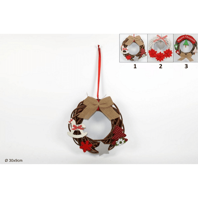 Στεφάνι Διακοσμητικό Χριστουγεννιάτικο 30x9cm Welkhome