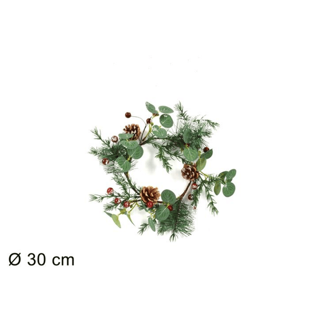 Στεφάνι Διακοσμητικό Χριστουγεννιάτικο με Γκι 30cm Welkhome