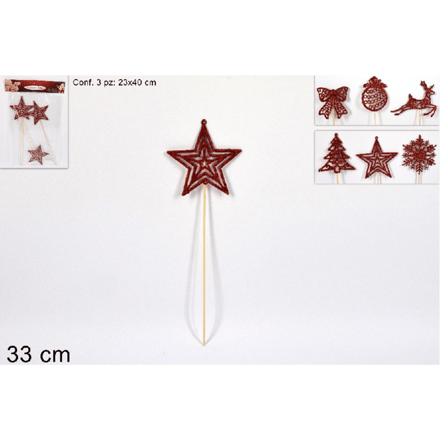 Στικς Διακοσμητικό Χριστουγεννιάτικο 33cm Σεμ 3Τεμ. Art.82501/RED Welkhome