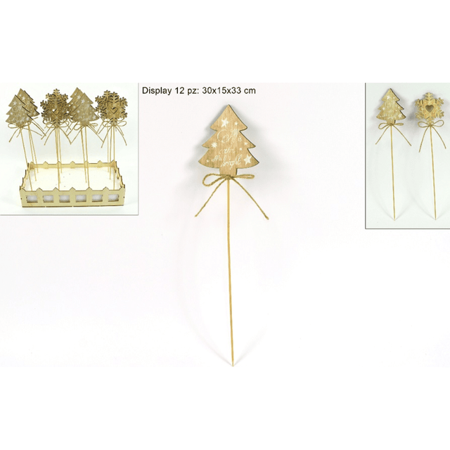 Στικς Ξύλινο Διακοσμητικό Χριστουγεννιάτικο 31cm Art. SHY-W8648CT/24 (4 Σχέδια) Welkhome