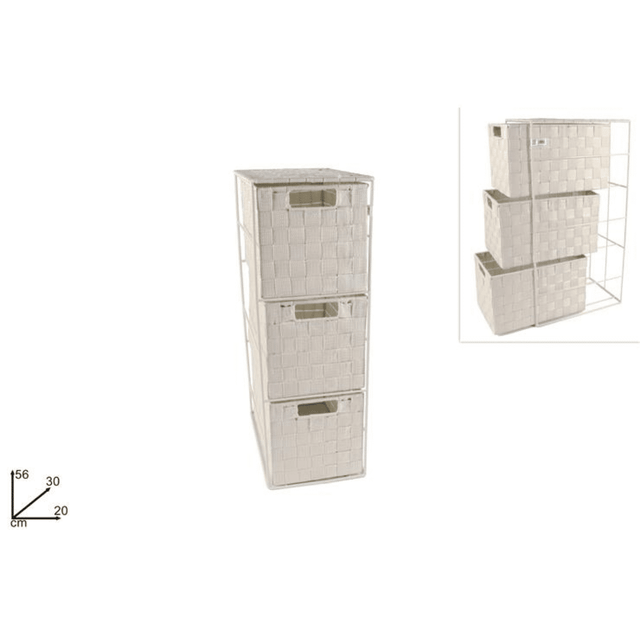 Συρταριέρα 3 Θέσεων Υφασμάτινη Λευκή 56x30x20cm Welkhome