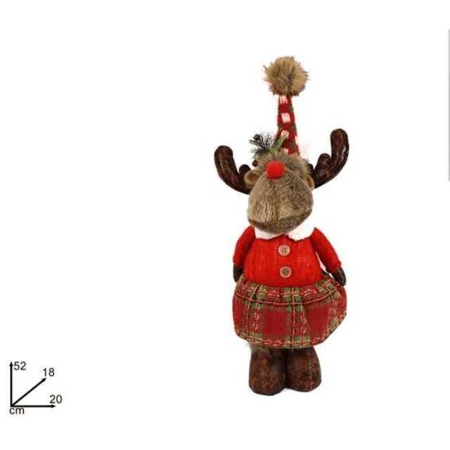 Τάρανδος Λούτρινος Διακοσμητικός με Κόκκινη Στολή 52cm Welkhome