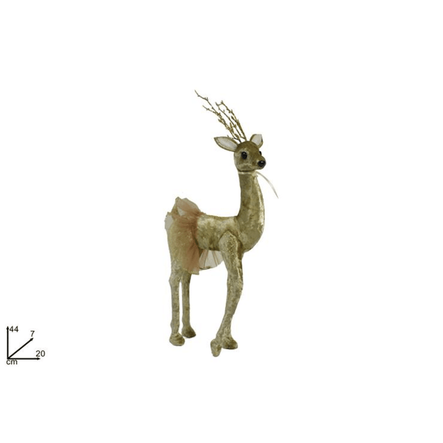 Τάρανδος με Βελούδινο Ύφασμα Μπέζ με Τούλινη Φούστα 44cm Welkhome