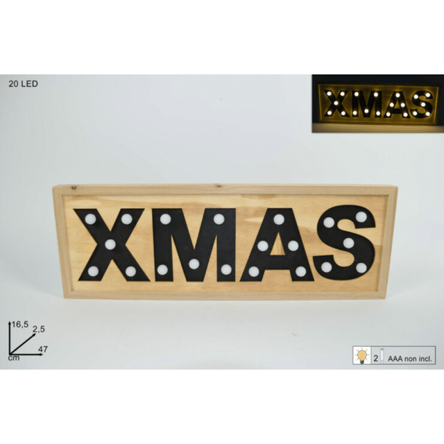 Ταμπέλα Φωτιζόμενη XMAS Ξύλινη 47x17cm Welkhome