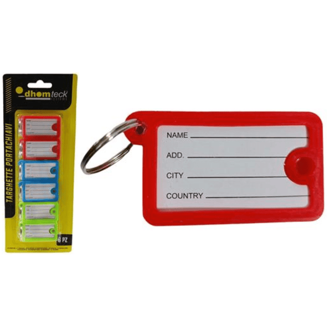 Μπρελόκ Ταμπελάκια Σήμανσης Αποσκευών Σετ 6τμχ. 4.5x2.5cm Welkhome 019159