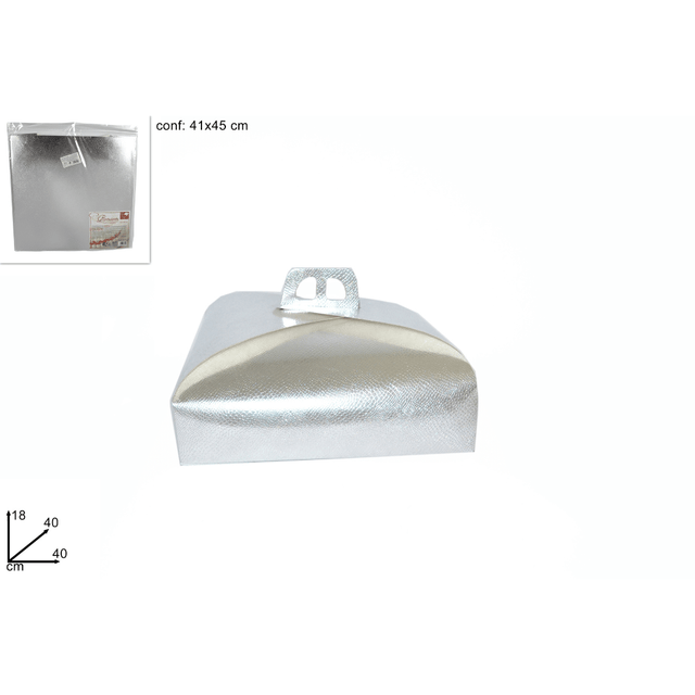 Τουρτιέρα Χάρτινο Κουτί Μεταφοράς Ασημί 40x40x18cm Welkhome 3825958