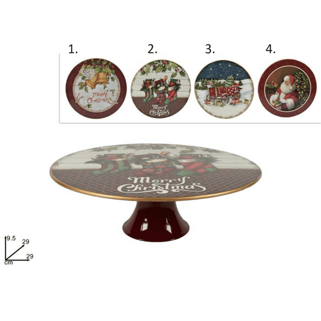 Τουρτιέρα με Πόδι Πλαστική σε Διάφορες Χριστουγεννιάτικες Παραστάσεις h9.5x Φ29cm Welkhome