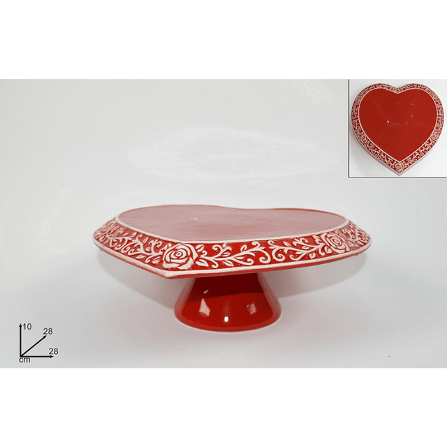 Τουρτιέρα Δίσκος με Πόδι με Σχήμα Καρδιά 28x28x10cm Welkhome