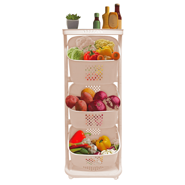 Ραφιέρα-Τρόλει Πλαστικό σε Λευκό Χρώμα 3 Θέσεων 34.4x33.5x108cm TnS 32-800-1488