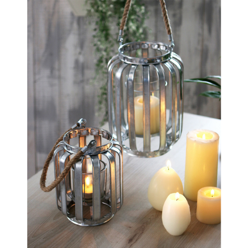 Φανάρι Μεταλλικό Κηροπήγιο με Σχοινί 26x18cm Lalos