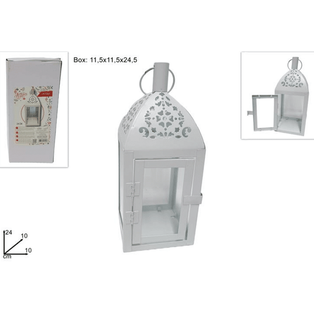 Φανάρι Μεταλλικό για Ρεσώ h24x10x10cm Χρώμα Λευκό Welkhome