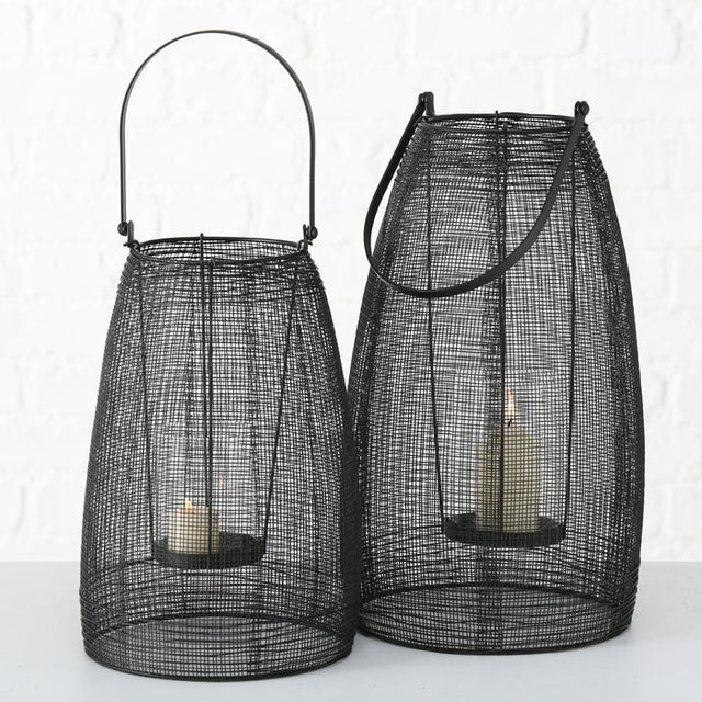 Φανάρι Σιδερένιο με Γυάλινο Ποτήρι σε 2 Χρώματα Η43x25cm Boltze