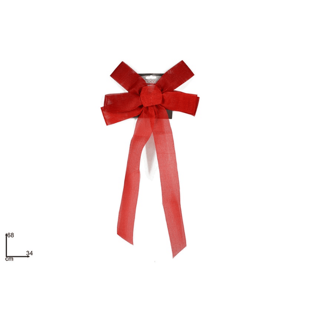 Φιόγκος Διακοσμητικός Χριστουγεννιάτικος Χρώμα Κόκκινο 68x34cm Welkhome