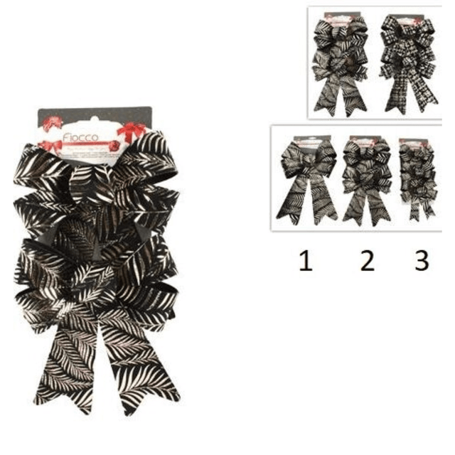 Φιόγκος Χριστουγεννιάτικος Βελουτέ Μαύρο Χρυσό Welkhome