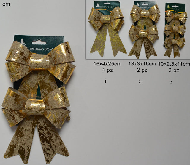 Φιόγκος Χριστουγεννιάτικος Υφασμάτινος Χρυσός Σετ 2τμχ. 13x3x16cm Welkhome