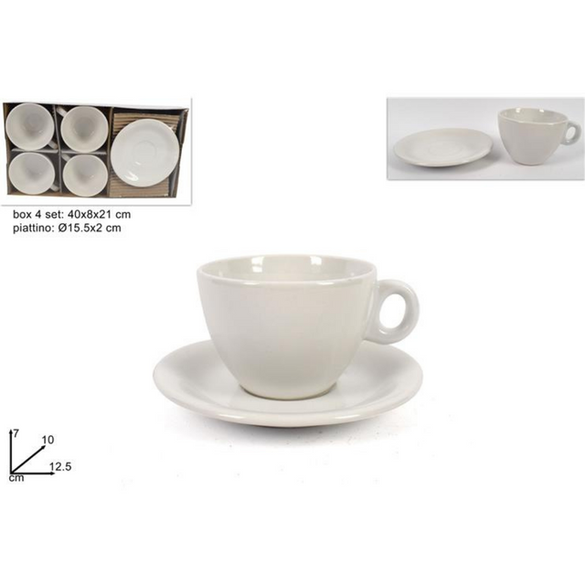 Φλυτζάνια Πορσελάνινα Σετ 4Τεμ Χρώμα Λευκό 7x10x12.5 Welkhome