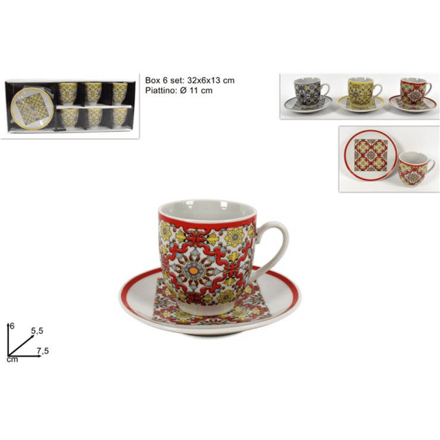 Φλυτζανάκια Καφέ Πορσελάνινα Σετ 6τμχ. 7.5x5.5x6cm Welkhome