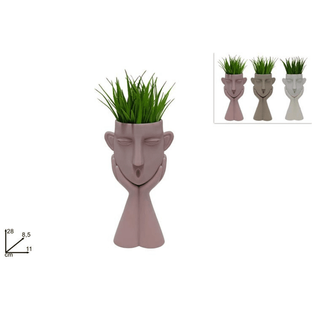 Φυτό σε Γλαστράκι Πρόσωπο Πλαστικό 28x11x8.5cm 3 Χρώματα Welkhome