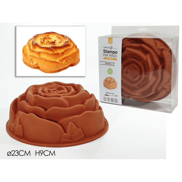 Φόρμα Κέικ Σιλικόνης Σχέδιο Τριαντάφυλλο H9x23cm Art.523884 General Trade