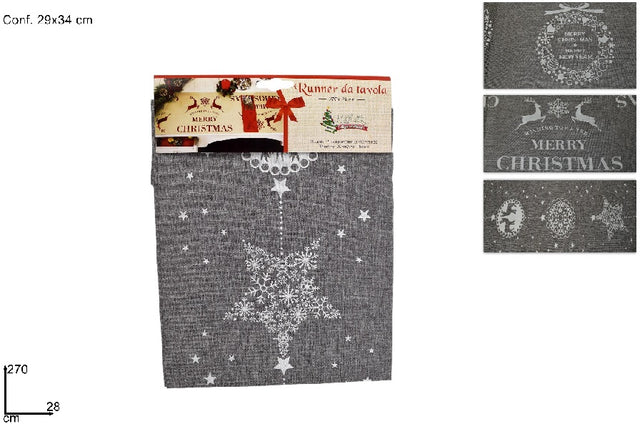 Runner Χριστουγεννιάτικο 270X28cm Art. 120-5-4-3/Grey 3 Σχέδια Welkhome