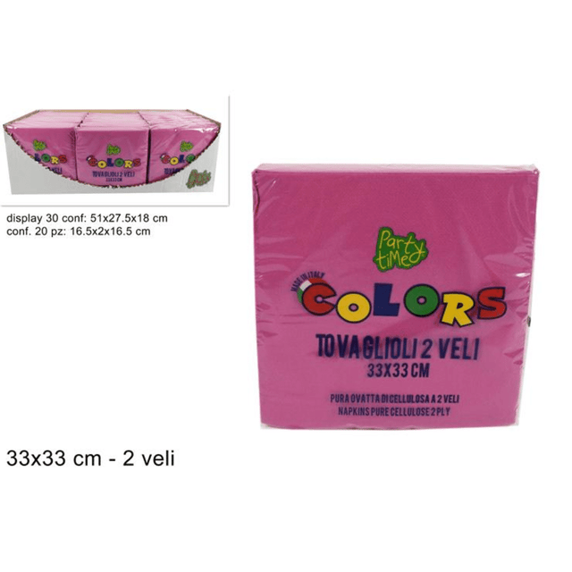 Χαρτοπετσέτες Σετ 20Τεμ. 33x33cm Φούξια Art.MI012748G Welkhome