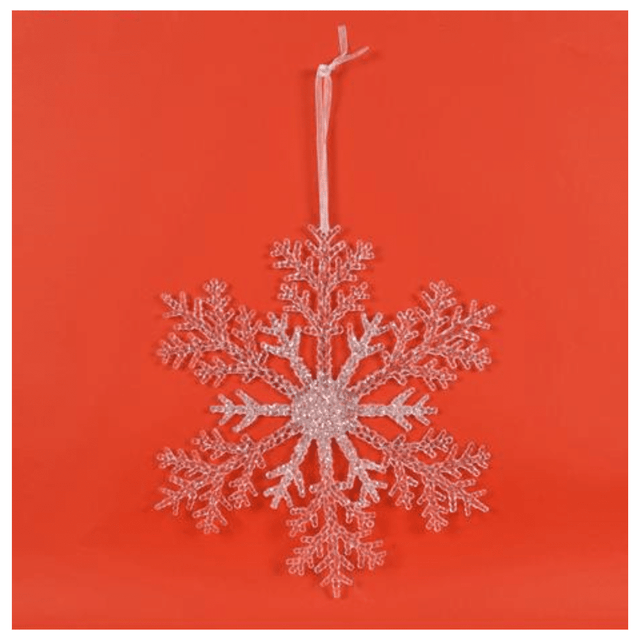 Χιονονιφάδα Χριστουγενιάτικο Στολίδι Πλαστικό Διάφανο 32cm WX18-DXH Welkhome